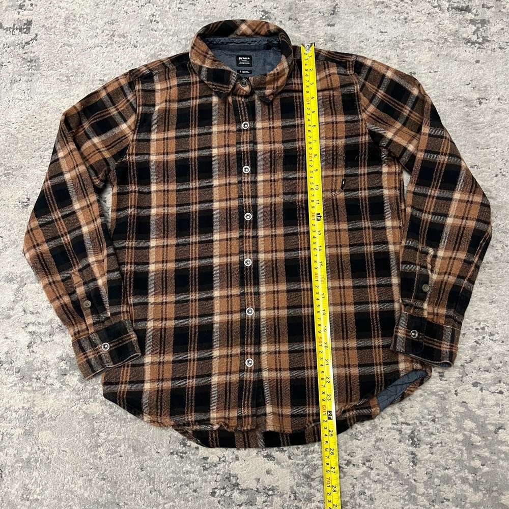 KAVU Shirt Women's Small Brown Plaid Snap Flannel Outdoor Hiking Cotton